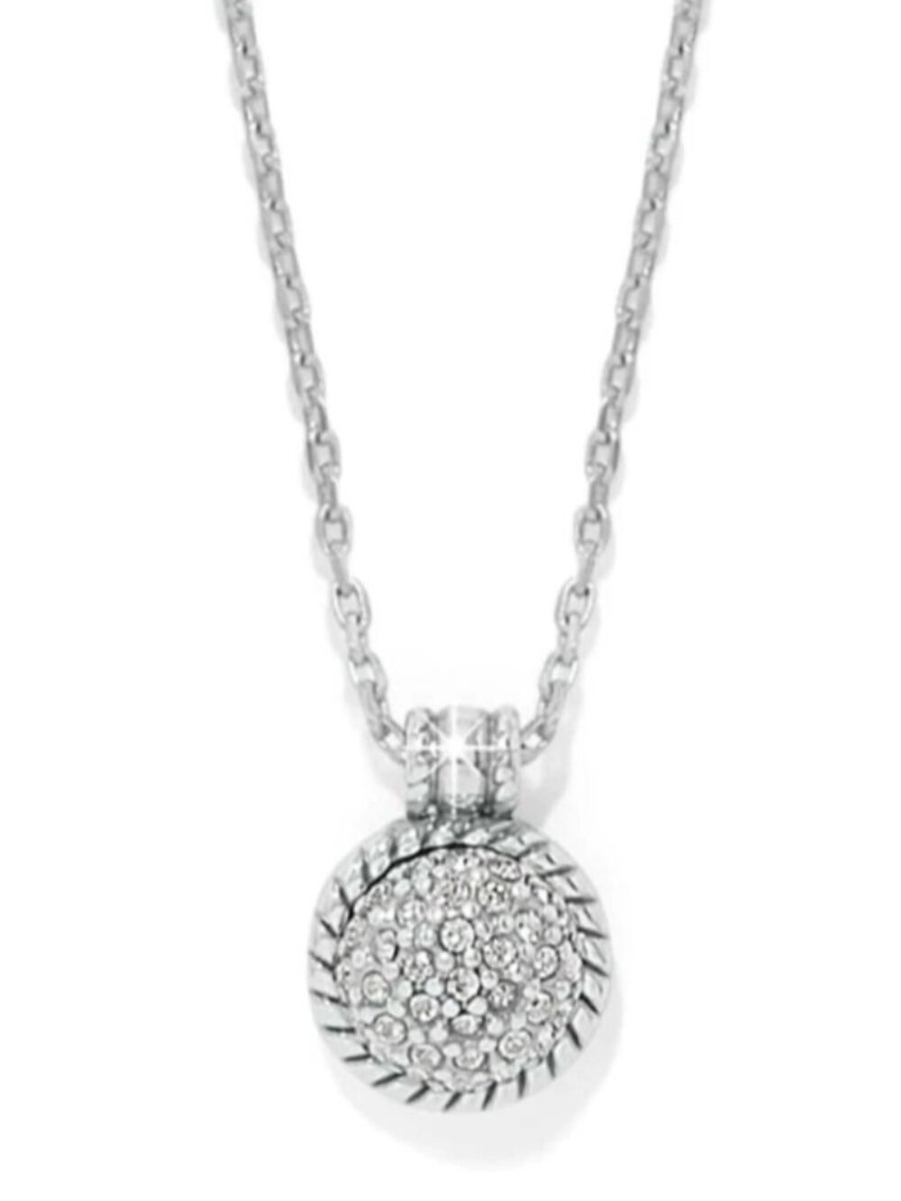 New Brighton Silver Crystals Illumina Celeste Dome Round Pendant Layer Necklace